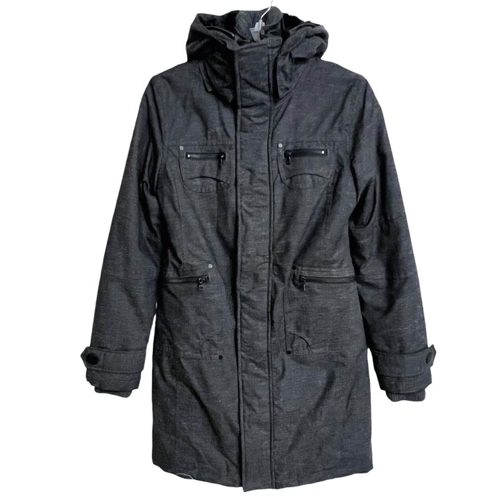 Aritzia TNA Verbier Long Parka Coat Womens XS Black Faux Fur Zip Front Hooded